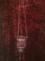 Moroccan Hanging Glass Candle Holder - Pink