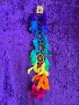 Dream Catcher, Rainbow/Chakra w/Feathers
