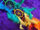Dream Catcher, Rainbow/Chakra w/Feathers