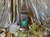 Moroccan Hanging Lantern, Turquoise Glass