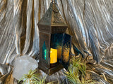 Moroccan Hanging Lantern, Turquoise Glass