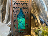 Moroccan Hanging Lantern, Turquoise Glass