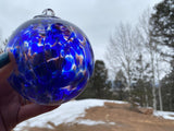 Witch's Ball - Hand Blown Glass Ornament - 4.5 Inches Blue and Purple