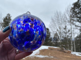 Witch's Ball - Hand Blown Glass Ornament - 4.5 Inches Blue and Purple