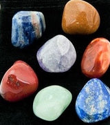 Chakra Gemstone Set (7 Stones) in Black Velvet Bag with Chart