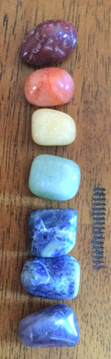 Chakra Gemstone Set (7 Stones) in Black Velvet Bag with Chart