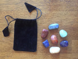 Chakra Gemstone Set (7 Stones) in Black Velvet Bag with Chart