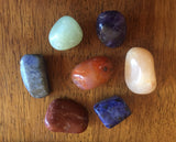 Chakra Gemstone Set (7 Stones) in Black Velvet Bag with Chart