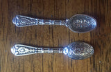 Set of 2 Tiny Vintage Tibet Silver Incense Spoons