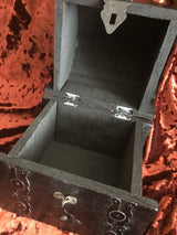 Wooden Chest Carved Pentagram Triple Moon Goddess Heavy 7x7x5