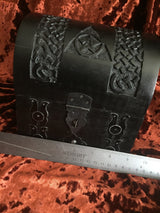 Wooden Chest Carved Pentagram Triple Moon Goddess Heavy 7x7x5