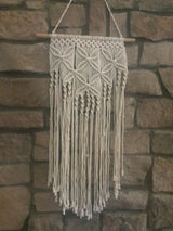 Large Macrame Wall Hanging Cotton Pine 38 Inch Length