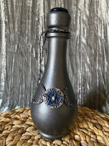 Triple Moon Goddess Altar Jar Gunmetal Glass 9.5 inches