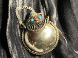 Vintage Tibetan Silver Snuff Bottle Pendant with Spoon 1.5 inches