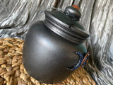Triple Moon Goddess Altar Jar Gunmetal Glass 6.5 inches