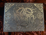 Pentagram Chest Metal On Wood Black Velvet Lined 6.75x4.75