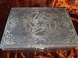 Pentagram Chest Metal On Wood Black Velvet Lined 6.75x4.75