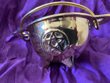 Solid Brass Cauldron Pentacle Handle Small 3 Inch Heavy