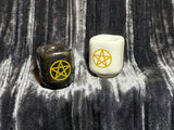 Set of 2 Spell/Chime Candle Holders Ceramic Pentacle/Pentagram Black and White
