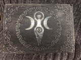 Triple Moon Goddess Chest Metal On Wood Black Velvet Lined 6.75x4.75