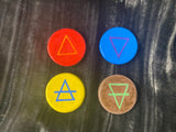 Four Elements Clay Hand Painted Classic and Sumerian Set of Four 1.25 Inches Each Coins Pocket