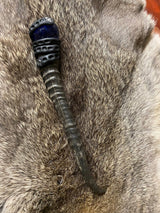 Springbok Horn Crystal Wand Clay 9 Inches Royal Blue Glass Ball One of a Kind Handmade