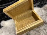 Oak Box 6x4x2.5 Inches Handmade Horned God Purple Stone Hand Painted