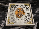 Copper Dragon Box Brass Corners Black Inset - Laser Cut Wood - 6 Inches Handmade Pentacle