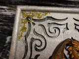 Copper Dragon Box Brass Corners Black Inset - Laser Cut Wood - 6 Inches Handmade Pentacle