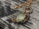 Labradorite Sun Moon Copper Wire Wrap Soldered Handmade Necklace Pendant Hand Forged 22 Inches