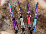Aurora Borealis Athame - 7.5" Satin Handle Altar Dagger with Sheath Set 2