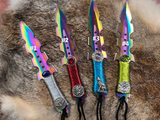 Aurora Borealis Athame - 7.5" Satin Handle Altar Dagger with Sheath Set 3