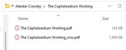 The Cephaloedium Working