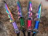 Aurora Borealis Athame - 7.5" Satin Handle Altar Dagger with Sheath Set 1