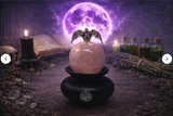Lilith Rose Quartz Sphere on Handmade Clay Stand with Lilith Sigil 1.5 pounds