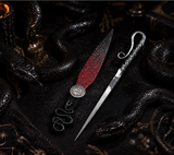 Lilith Athame and Hand Forged Scribe Set – 6.5” Ritual Dagger with Black Serpent, Metallic Red Finish & Magnetic Sigil Box