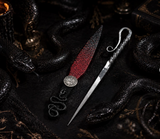 Lilith Athame and Hand Forged Scribe Set – 6.5” Ritual Dagger with Black Serpent, Metallic Red Finish & Magnetic Sigil Box