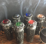 DIY Ritual Witchcraft Spell Jar Handmade Pewter Black Glass Jewel Top Hinged - Choose Ritual