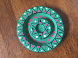 Ceramic Incense Burner Cones Sticks Thick Hand Painted 4 Inches (Green)