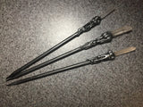 Witch's Needle - Stainless Steel Heavy Crystal Point Pewter Black