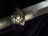 Athame Stainless Steel Black Wood Handle Pentacle