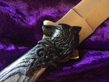 Athame Stainless Steel Black Wood Handle Black Celtic Wolf