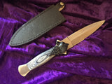 Athame Stainless Steel Black Wood Handle Black Celtic Wolf