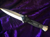 Athame Stainless Steel Black Wood Handle Black Celtic Wolf