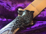 Athame Stainless Steel Black Wood Handle Black Celtic Wolf