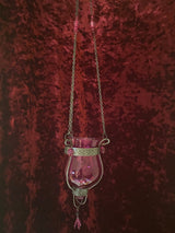 Moroccan Hanging Glass Candle Holder Lantern Pink