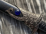 Athame - Blue Glass Celtic Stainless Steel Double Sided Unsharpened Blade (dagg-1102)