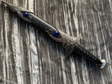 Athame - Blue Glass Celtic Stainless Steel Double Sided Unsharpened Blade (dagg-1102)