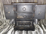 Large Apothecary Cabinet Black Three Drawer Heavy 10 x 7 Inches (APTH-1014)