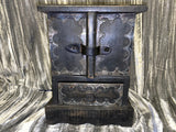 Large Apothecary Cabinet Black Three Drawer Heavy 10 x 7 Inches (APTH-1014)